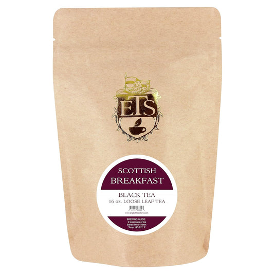 Scottish Breakfast Tea - Loose Leaf Black Tea | Bold & Malty Highland Blend with Assam & Keemun | Enjoy Hot or Iced with Milk | 4oz Resealable Pouch