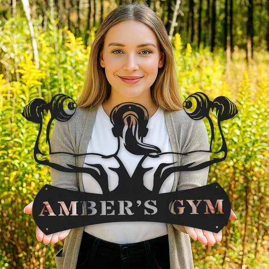 Personalized Custom Name Metal Gym Sign - Workout Room Home Decor - Family Gym Wall Art - Gifts for Mom Sister Women