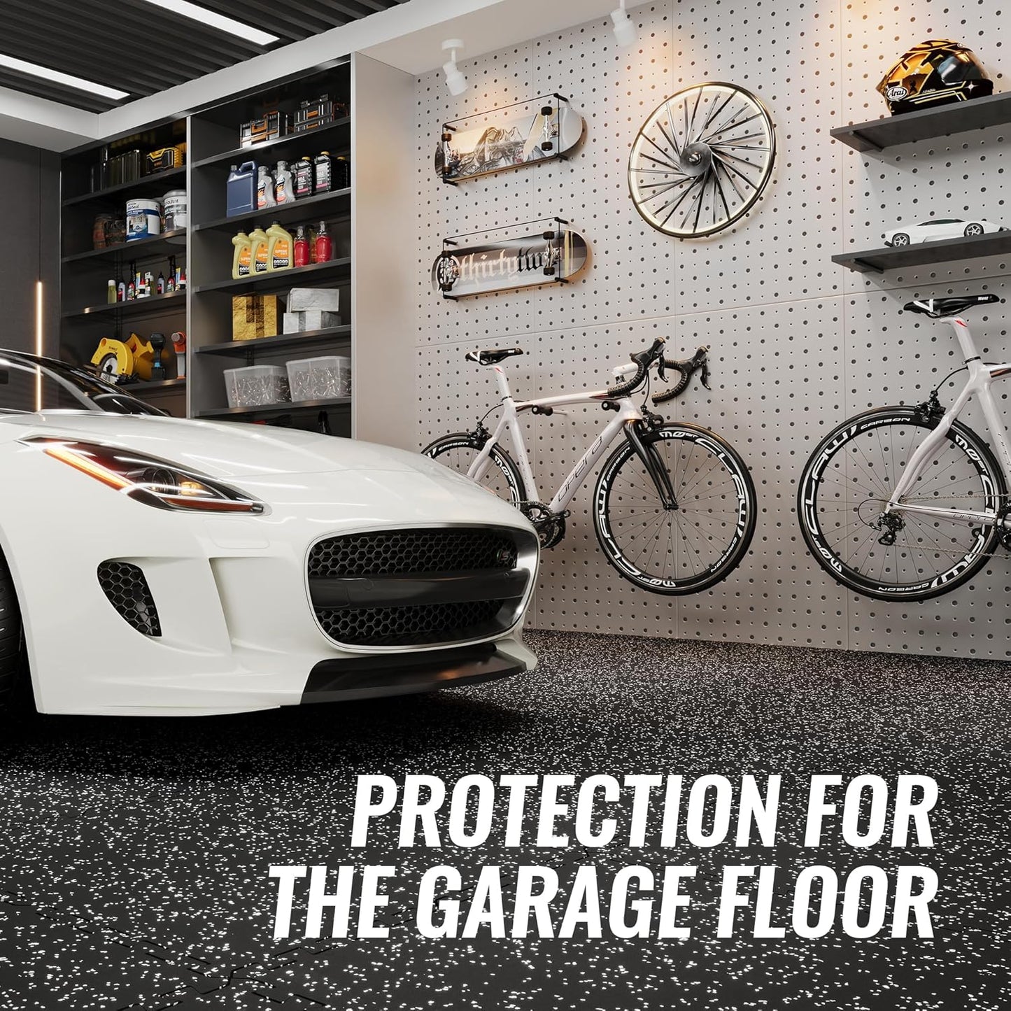 SUPERJARE 0.79'' Extra-Thick Exercise Equipment Mats, 18 Pcs 72 Sq Ft Rubber Top Floor Tiles with High Density EVA Foam, Interlocking Gym Flooring for Home Gym, Workout Mat, Black/Grey