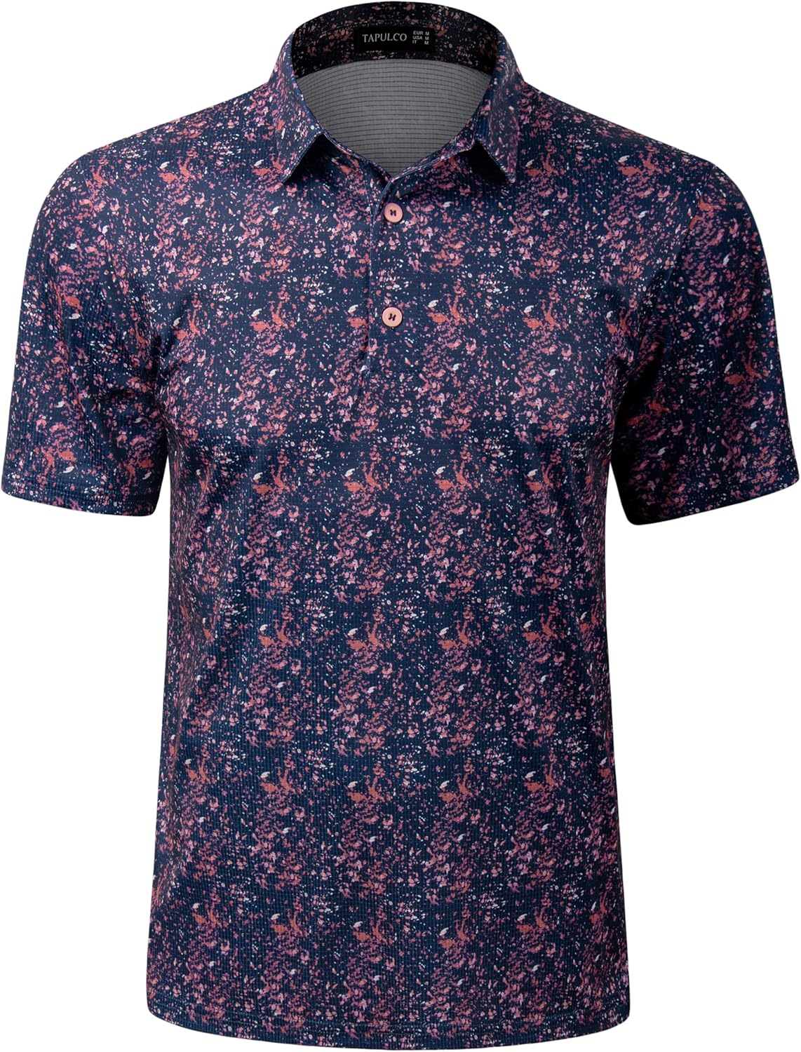 TAPULCO Mens Quick Dry Polo Shirts Camouflage Pattern Performance Athletic Lightweight Breathable Casual Golf Tshirts