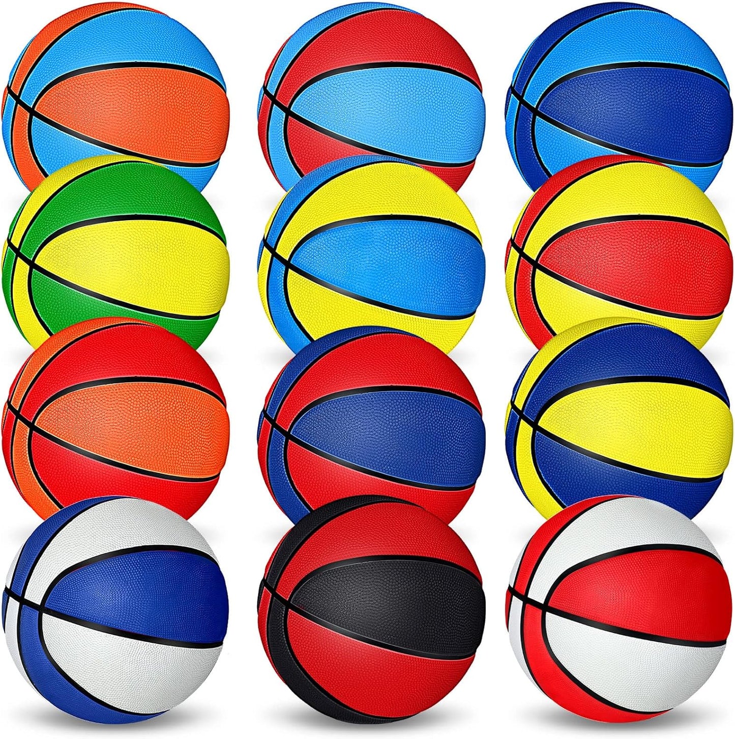 Wettarn 12 Pcs Mini Basketballs for Kids - Size 3 Colorful Rubber Basketball Bulk with Pump for Mini Hoop, Indoor Outdoor Practice, Game, Back to School Party, 7 Inch