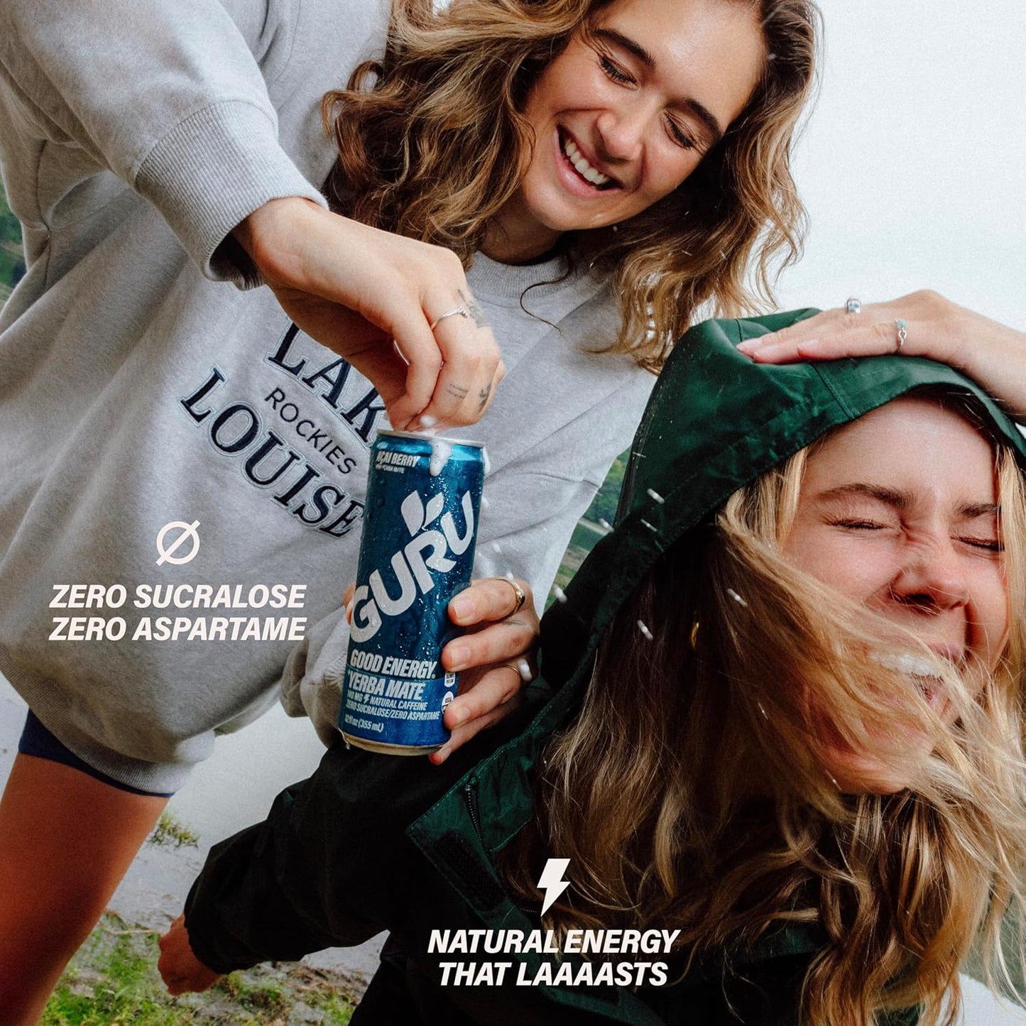 GURU Yerba Mate Organic Energy Drinks, Clean Energy Drink with Plant Based Natural Caffeine from Green Tea, Low Calorie, Gluten Free, 140mg Caffeine, Healthy Drinks, Acai Berry, 12oz (Pack of 24)