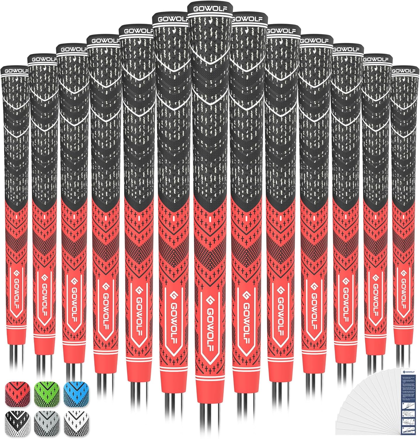 Gowolf Golf Grip Cord Rubber Multi-compound Golf Driver Irons Club Choose 13 Grips with 15pcs Tapes Or Full Kit choose one