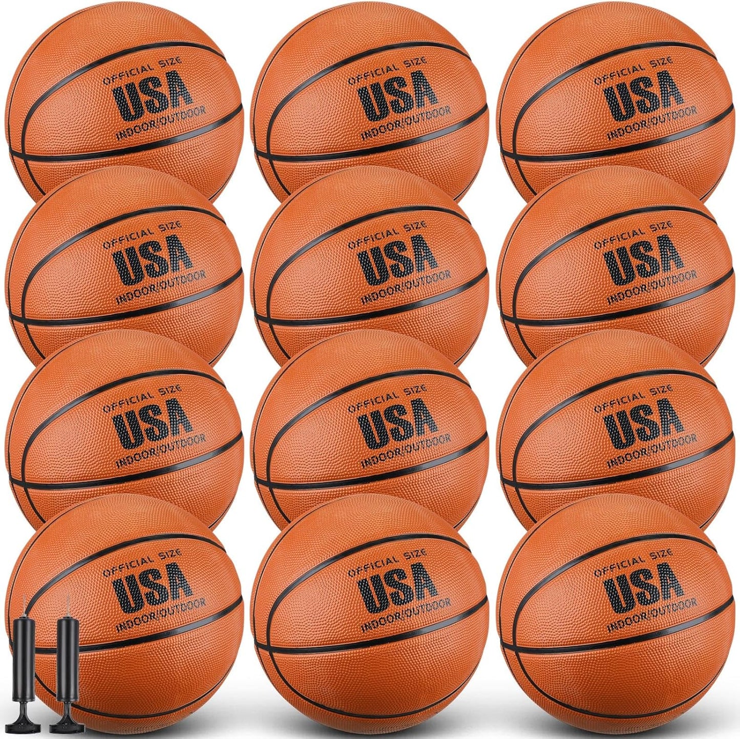 HyDren 12 Pcs Basketballs Bulk with Pump Donation Supplies Size 5/6/7 Deflated Basketball for Outside Sport Operation Machine Stitched Ball