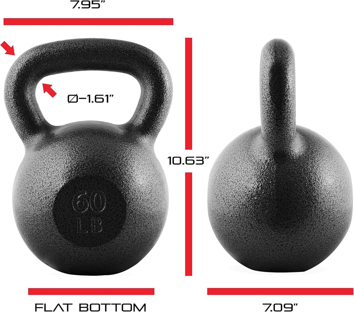 WF Athletic Supply Hammerstone Painted Cast Iron Kettlebells, Home & Gym Equipment, Great for Strength Training, Full Body Workout & Crossfit Training, Color & Size Options Available in 10-80 Pounds