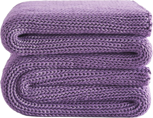 L'AGRATY Knitted Weighted Blanket - 48"x72" 20lbs Cooling Chunky Knit Heavy Blanket for Adults Braided Crochet Throw Thick Cable Yarn Knit Decorative No Beads Evenly Weighted Machine Washable