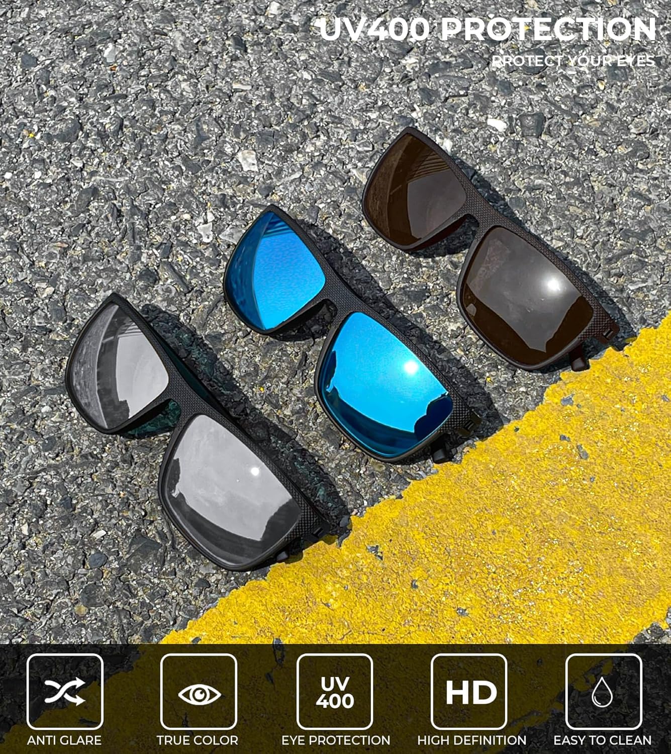 KALIYADI Polarized Sunglasses for Men, Lightweight Sun Glasses with UV Protection for Driving Fishing Golf