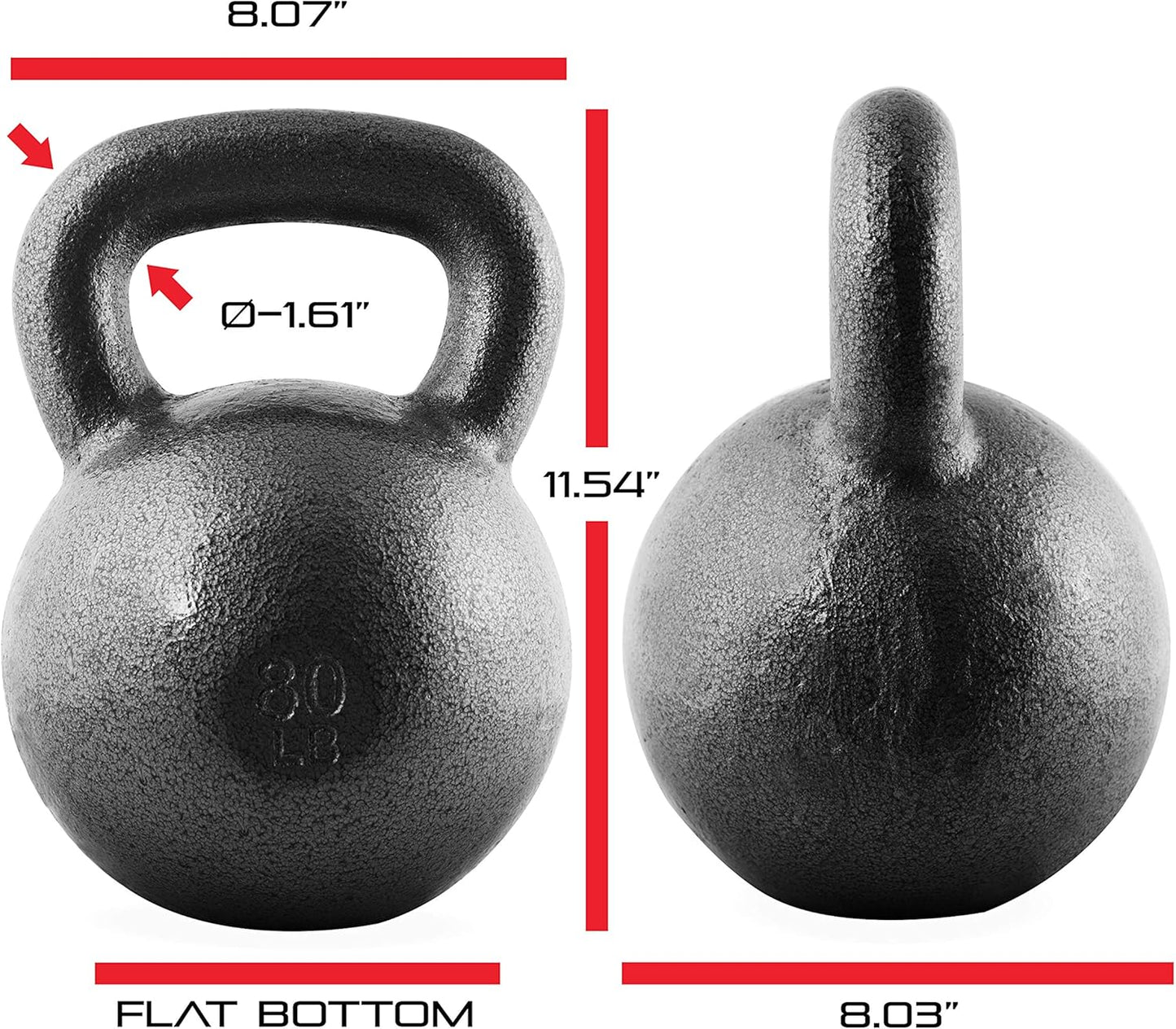 WF Athletic Supply Hammerstone Painted Cast Iron Kettlebells, Home & Gym Equipment, Great for Strength Training, Full Body Workout & Crossfit Training, Color & Size Options Available in 10-80 Pounds