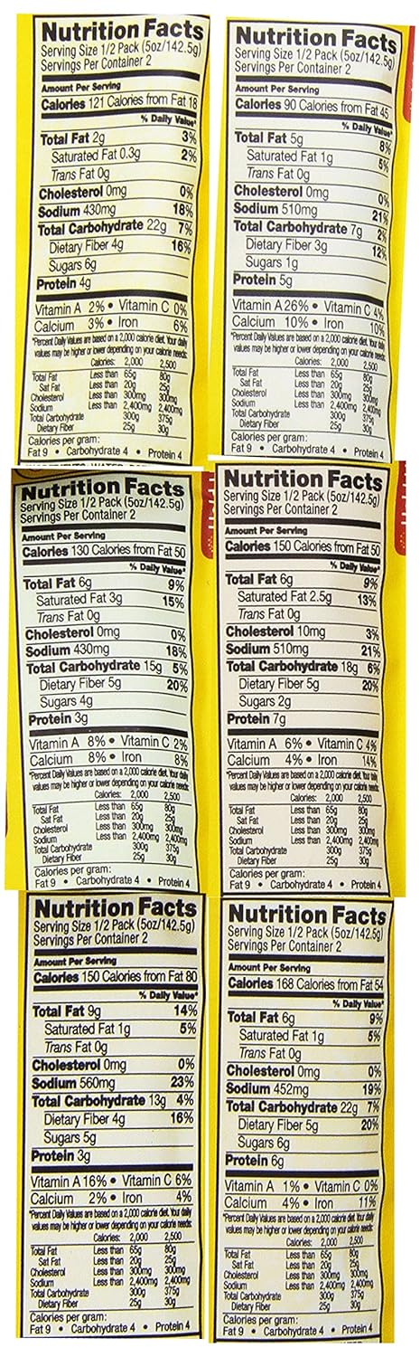 Tasty Bite Variety, Pack of 6, Bombay Potatoes, Kashmir Spinach, Punjab Eggplant, Channa Masala, Madras Lentils, Vegetable Korma