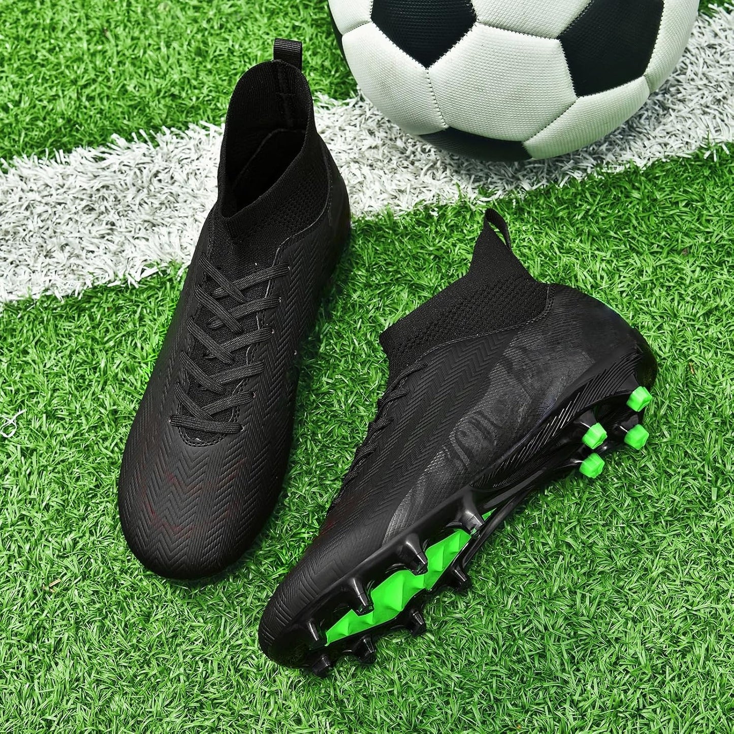 Indoor Soccer Cleats Mens Womens Turf Soccer Cleats Wide Socer Shoes FG AG TF High Ankle Football Boots