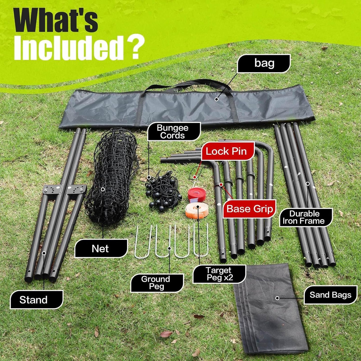 Volleyball Rebounder Net 7x4 Ft, 5-Angle Adjustable Rebounder Net for Practicing Digging, Setting, Spiking, Bounce Back Training Equipment with 2 Target Stripes & Portable Travel Bag for Storage