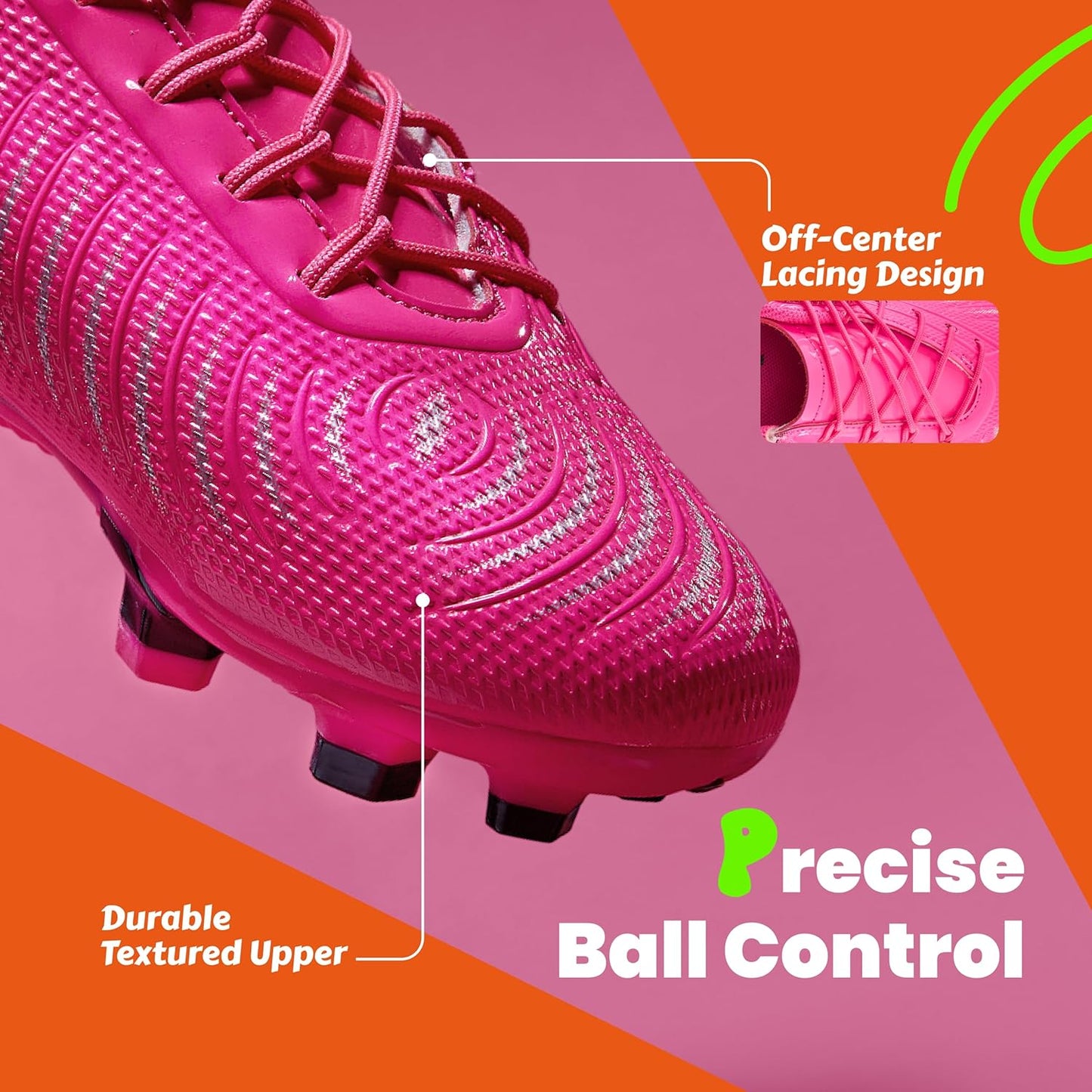 PATPAT Kids Soccer Cleats – Outdoor Firm Ground and Turf Football Training Shoes for Little Big Boys and Girls, Sizes 10-6