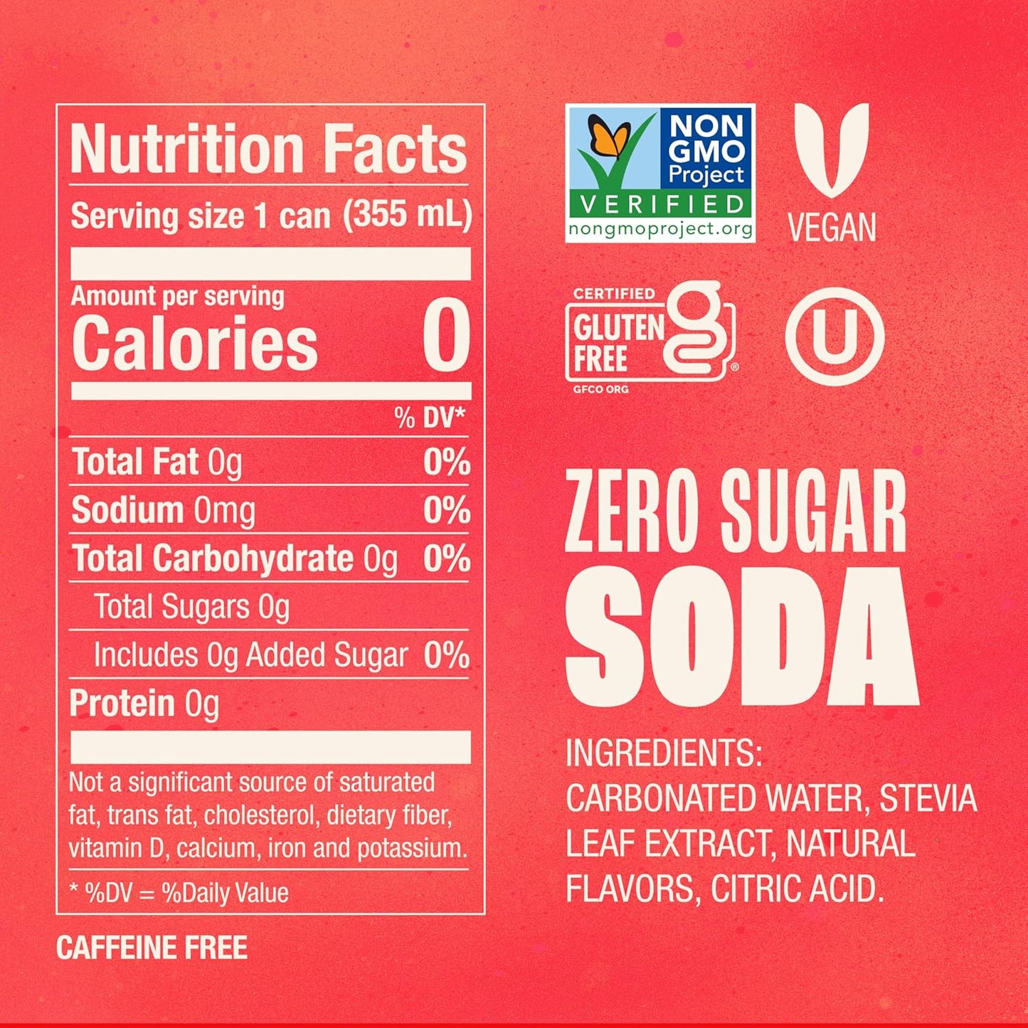 Zevia Zero Sugar Soda, Strawberry Lemon Burst, 12 oz Cans (24-Pack) – Naturally Sweetened, Zero Calorie Sugar Free Soda - Non-GMO Project Verified, Gluten-Free, Vegan