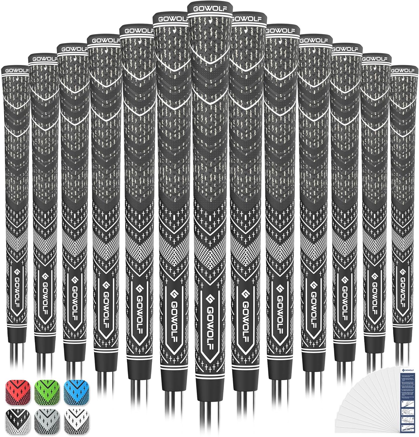 Gowolf Golf Grip Cord Rubber Multi-compound Golf Driver Irons Club Choose 13 Grips with 15pcs Tapes Or Full Kit choose one