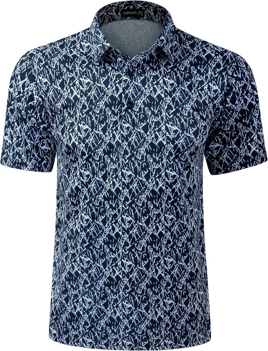TAPULCO Mens Quick Dry Polo Shirts Camouflage Pattern Performance Athletic Lightweight Breathable Casual Golf Tshirts