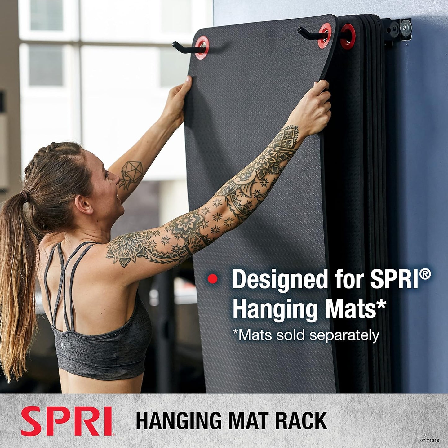 SPRI Hanging Exercise Mat, Fitness & Yoga Mat for Group Fitness Classes, Commercial Grade Quality with Reinforced Holes