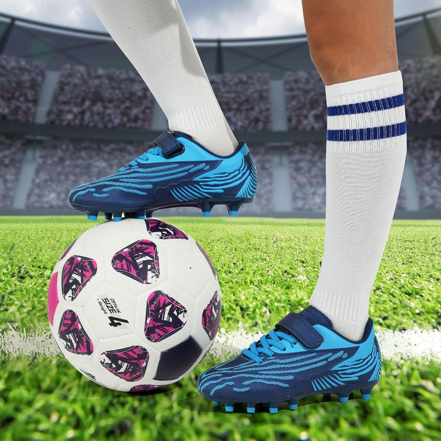 brooman Kids Firm Ground Soccer Cleats Boys Girls Athletic Football Shoes