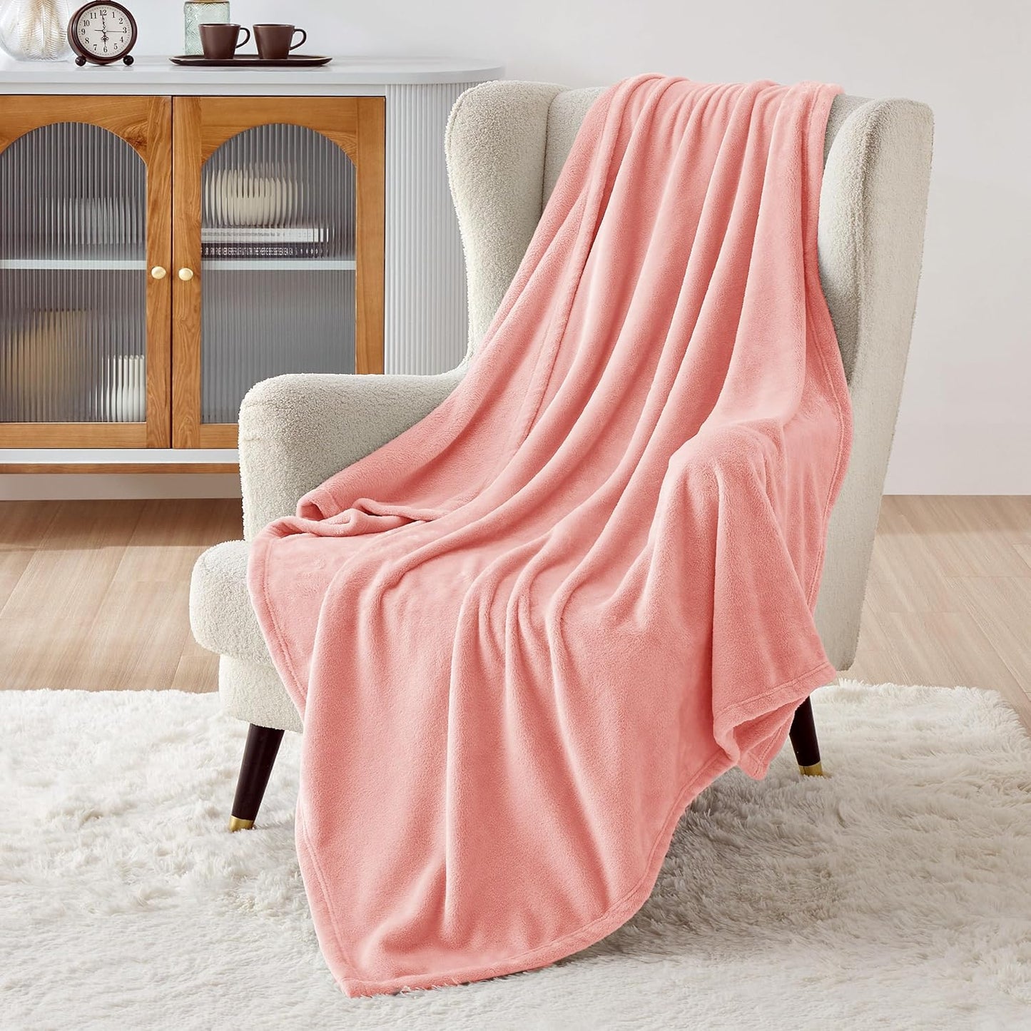 Bedsure Fleece Throw Blanket for Couch Pink - Lightweight Plush Fuzzy Cozy Soft Blankets and Throws for Sofa, 50x60 inches