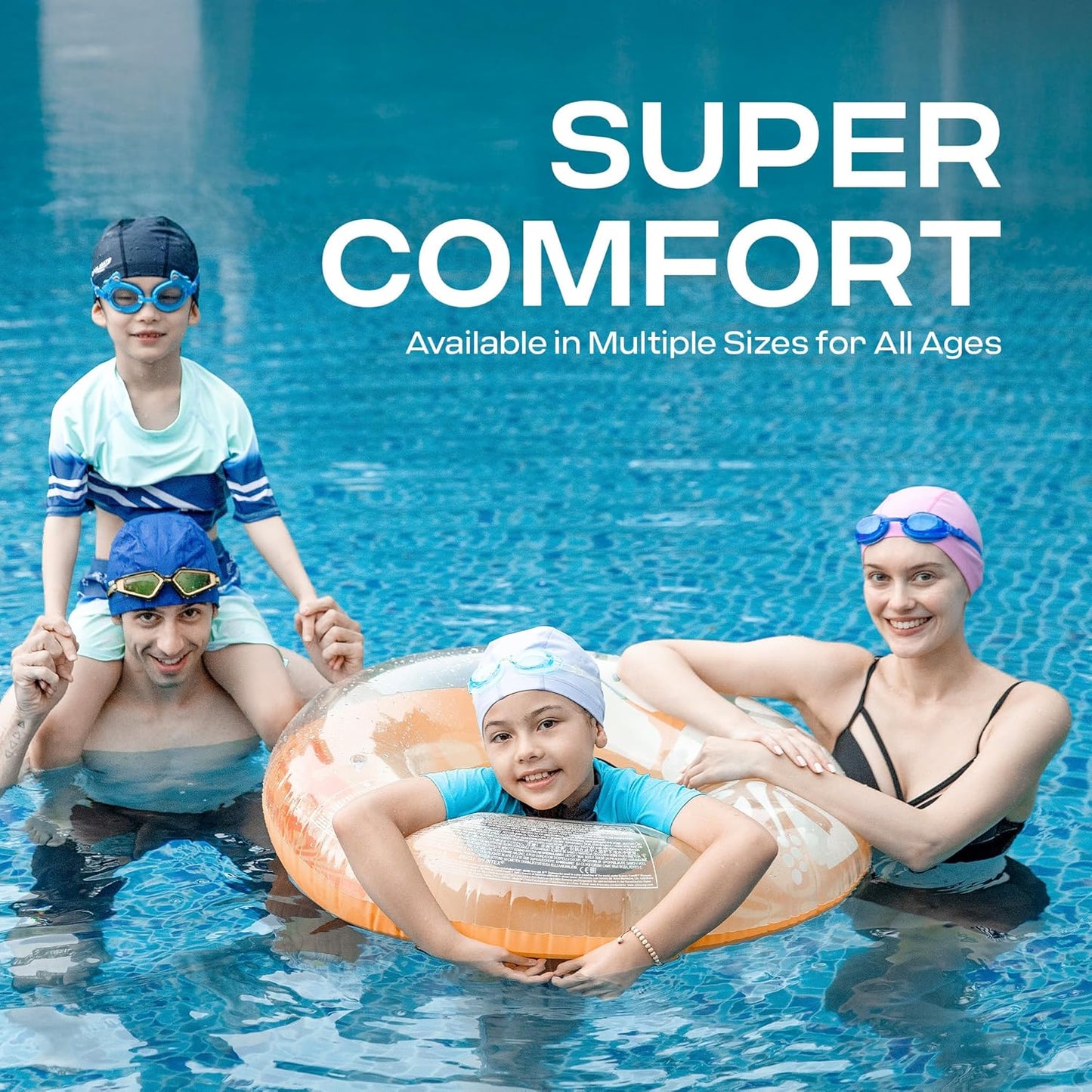 COOLMATE Fabric Swim Cap for Adult Women Men Kid 3 4 6 8 14 16, Silicone Water Resistant Layer, Cloth Swim Cap Gifts for Swimmers, Lightweight for Pool, Lap Swimming (1 pc)