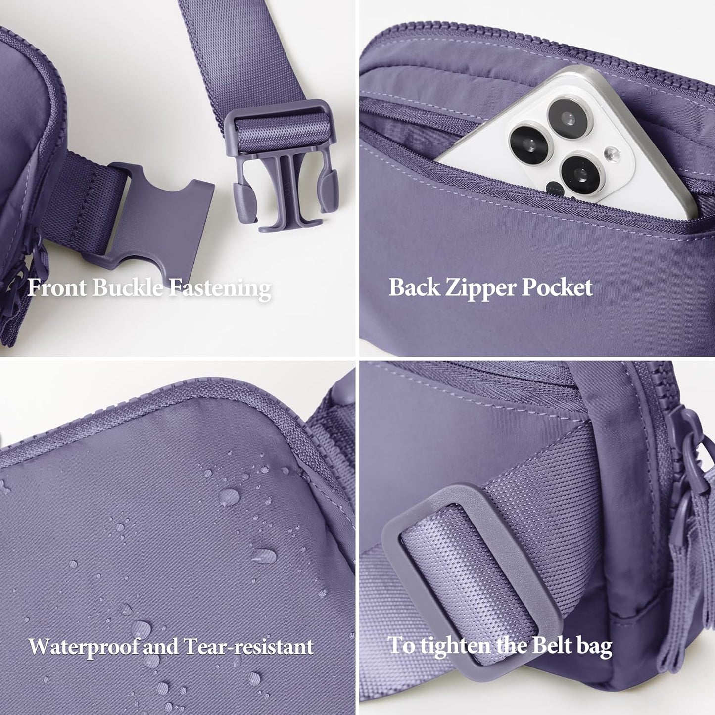 ODODOS Unisex Mini Belt Bag with Adjustable Strap Small Fanny Pack for Workout Running Traveling Hiking, Ultra Violet