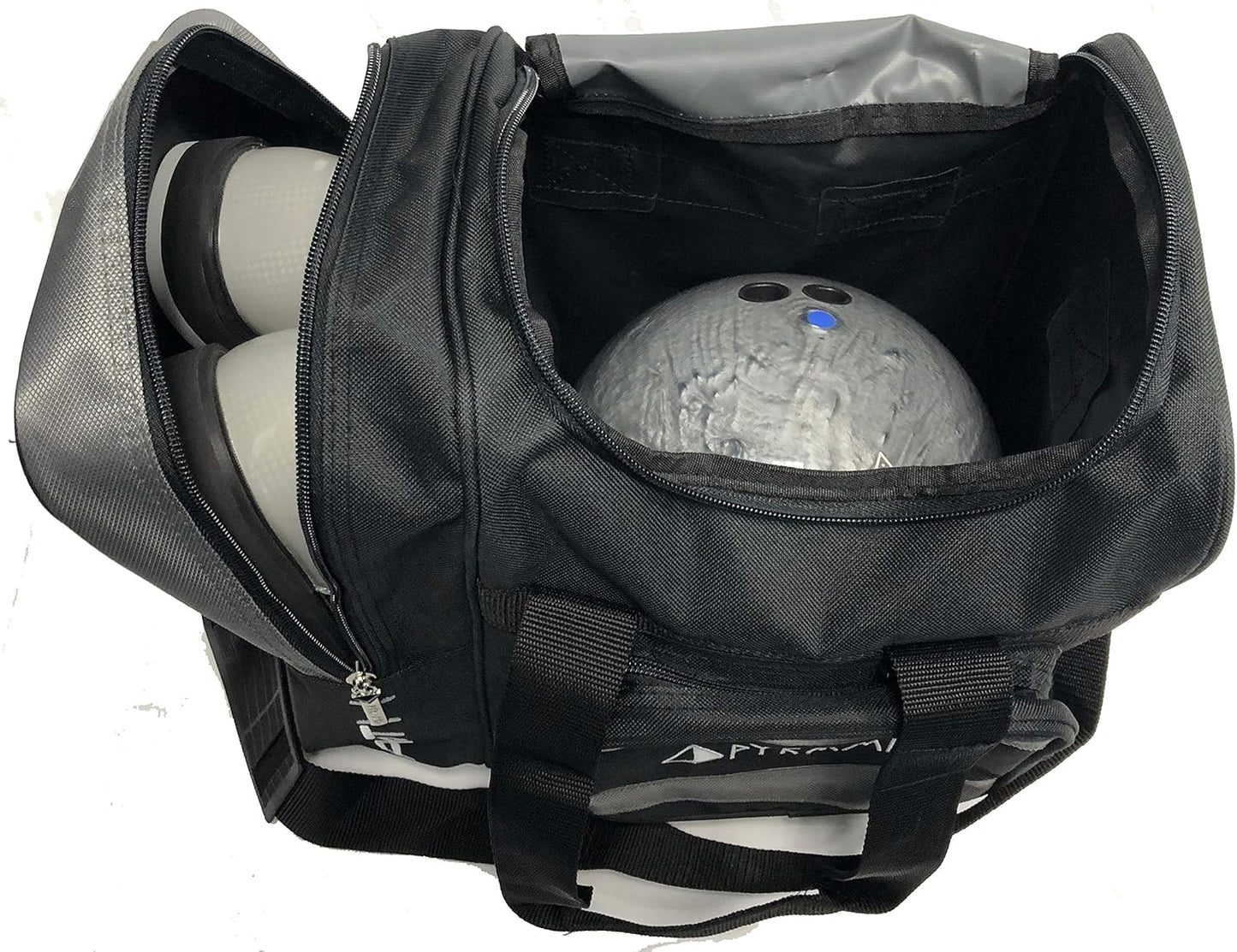 Pyramid Path Deluxe Single Tote Bowling Bag with Large Separate Compartment for Bowling Shoes (Up To US Mens Size 15) or Accessories - Holds One Bowling Ball