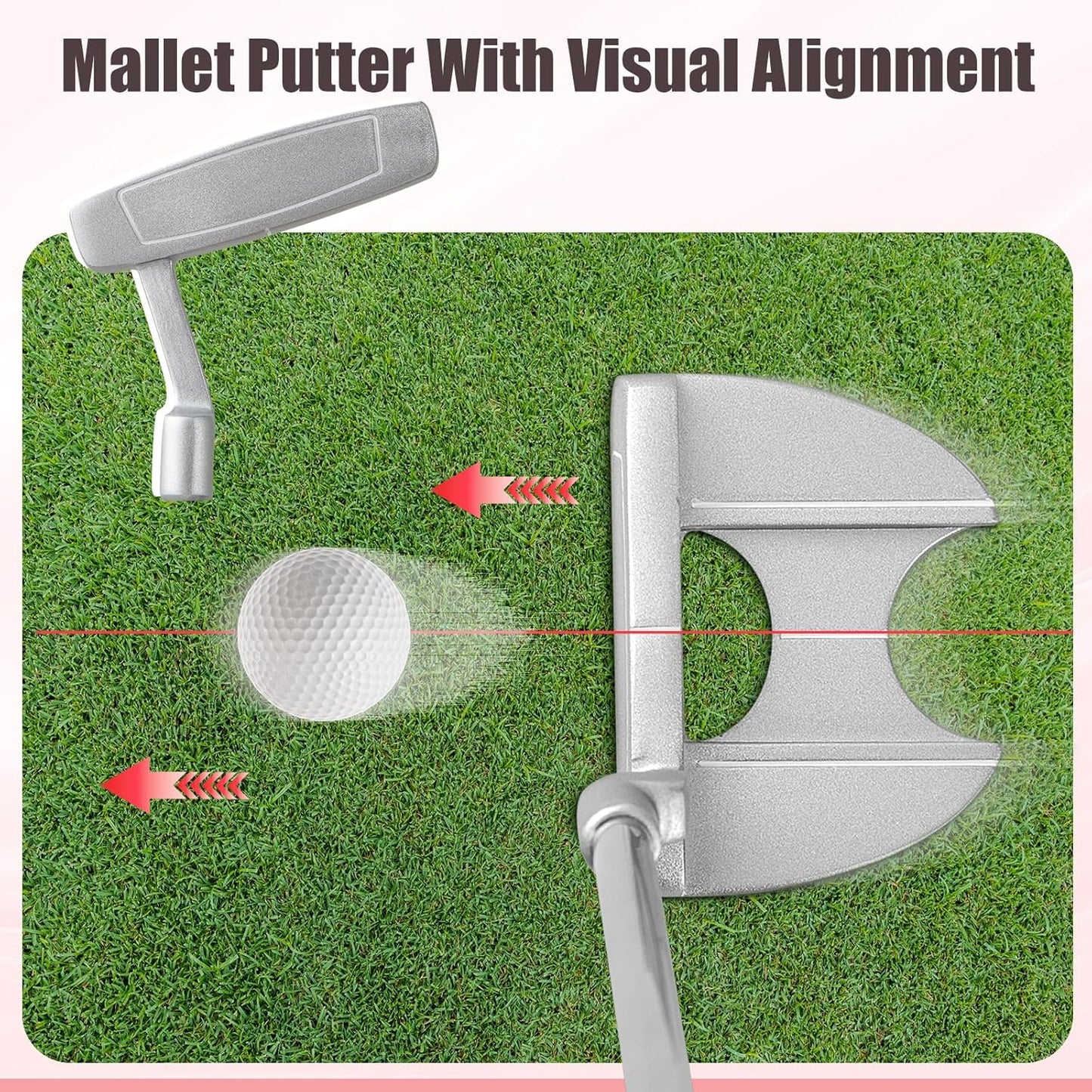 Tangkula 9/10/12 Pieces Women's Complete Golf Clubs Set, Golf Club Package Set with 460CC Driver, Fairway Wood & Hybrid, Irons, Putter, Portable Regular Golf Club Set