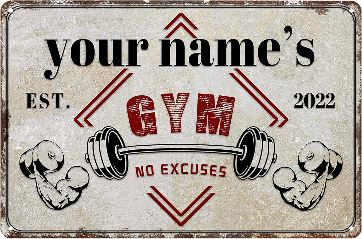Custom Gym Sign Wall Art Decor Personalized Name Aluminum Metal Sign Retro Workout Room Fitness Center Tin Sign