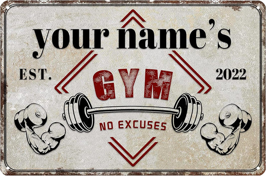 Custom Gym Sign Wall Art Decor Personalized Name Aluminum Metal Sign Retro Workout Room Fitness Center Tin Sign
