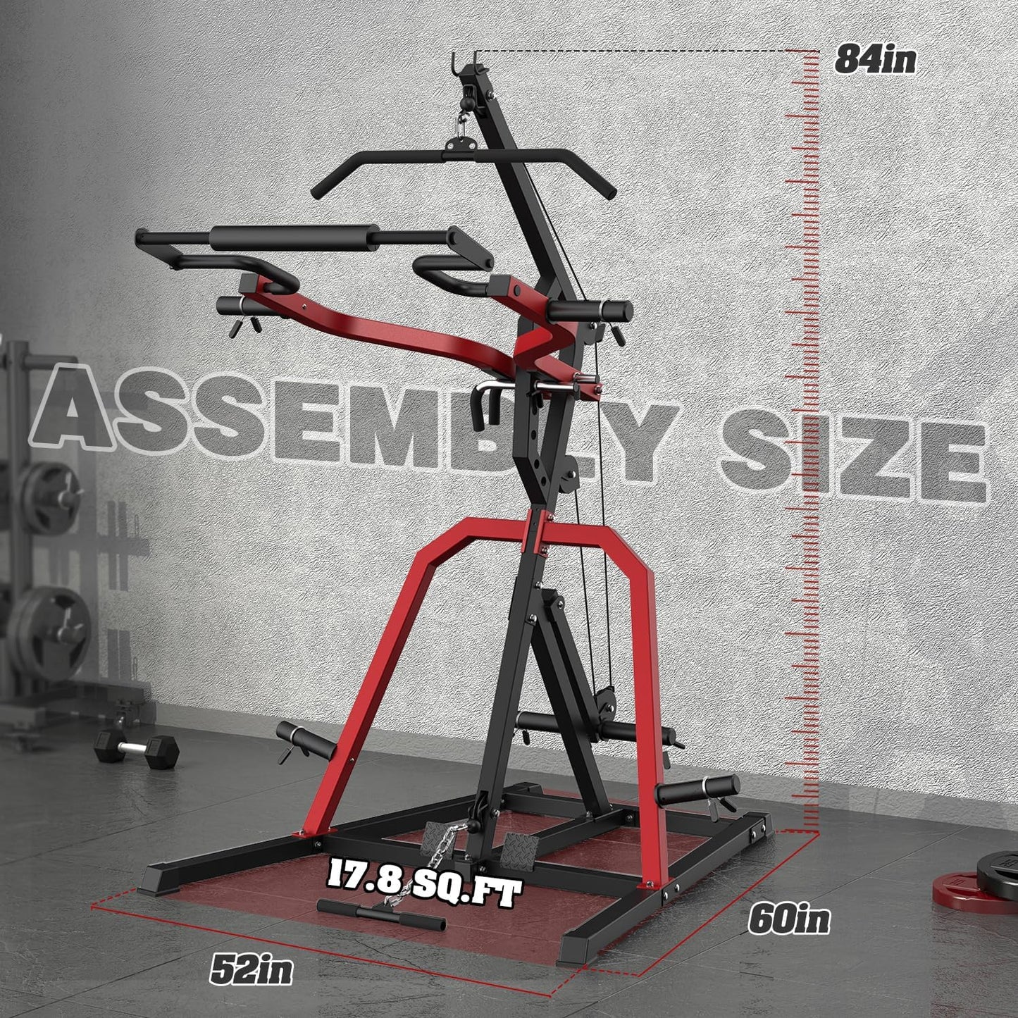 DONOW Leverage Gym Power Rack Squat Rack Lever Gym with LAT Low Row System Home Gym System Workout Station 2:1 Ratio (Without Weight Plates)