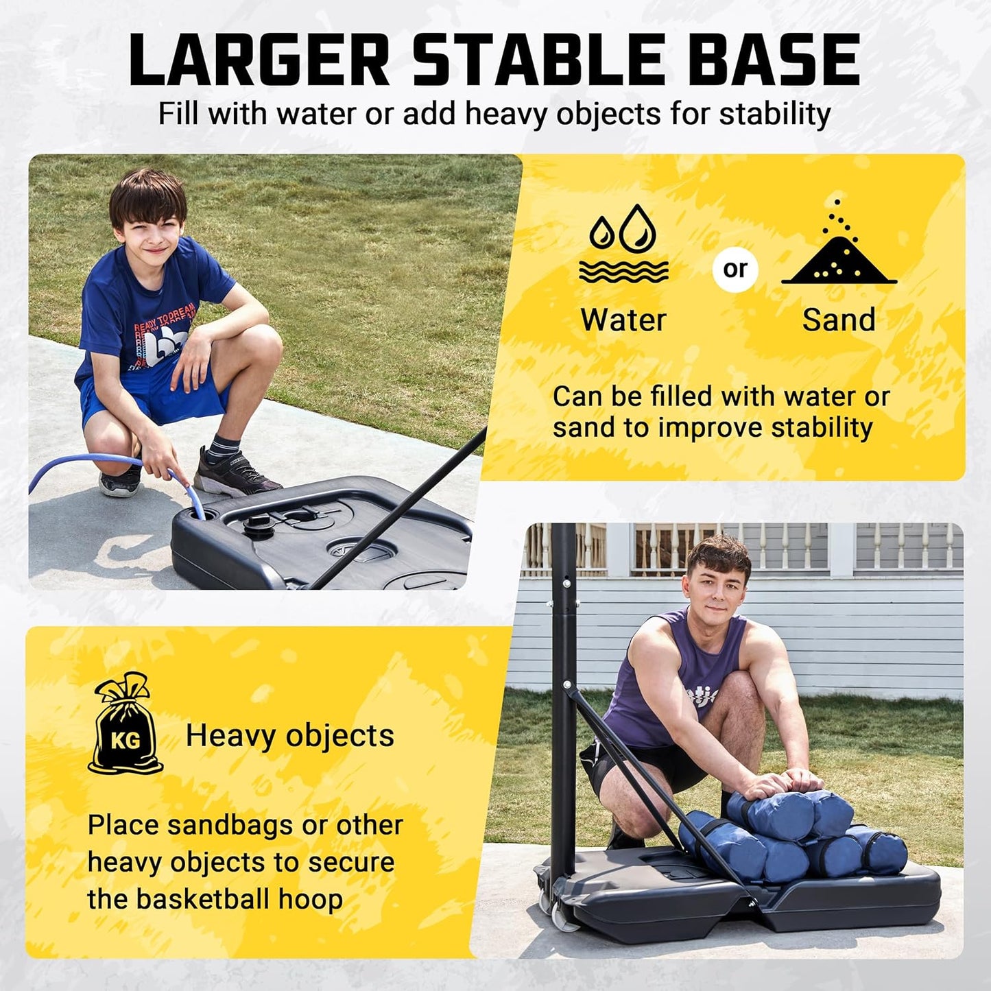 Aimking Basketball Hoop Outdoor 3.3-10FT 5s-Rapid-Adjustable, 40/44 inch Shatterproof Backboard & Enlarged Base, Portable Basketball Hoop & Goal for Kids/Adults/Families in Poolside/Backyard/Indoor