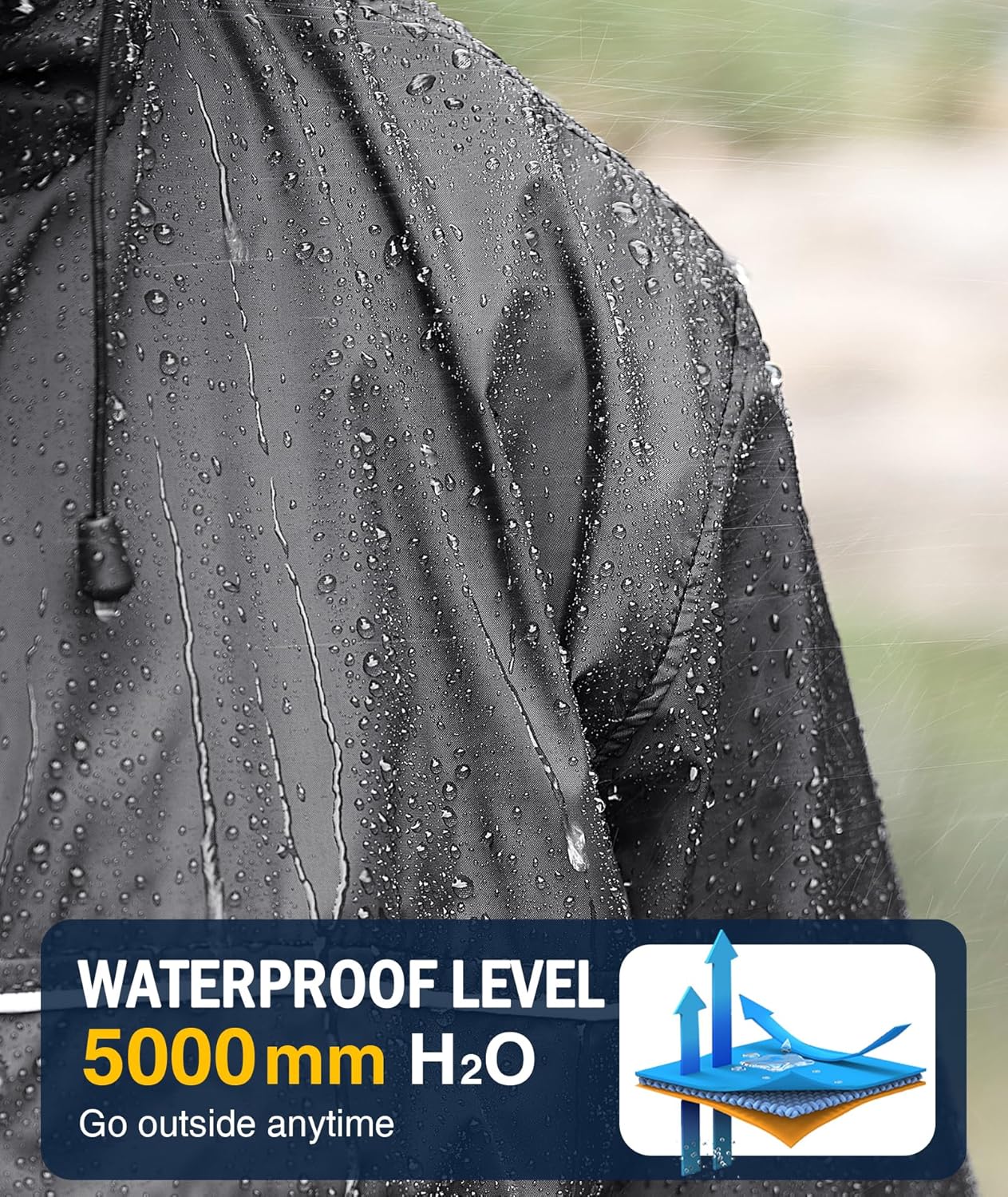 SWISSWELL Rain Jacket Men Waterproof Windbreaker, Lightweight Hooded Raincoat for Daily Casual