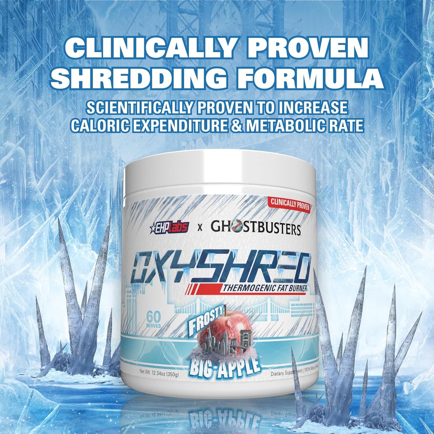 EHP Labs x Ghostbusters OxyShred Pre Workout Powder Supplement - Preworkout Powder with Acetyl L Carnitine, Energy Boost Drink - Frosty Big Apple, 60 Servings