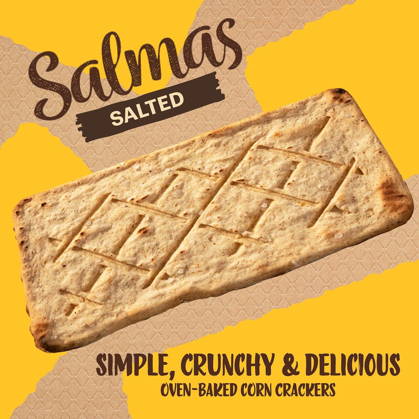 Sanissimo Salmas Salted, 40 packs of 3 Crackers, Oven Baked Corn Crackers, Gluten Free, Non GMO, Kosher Certified