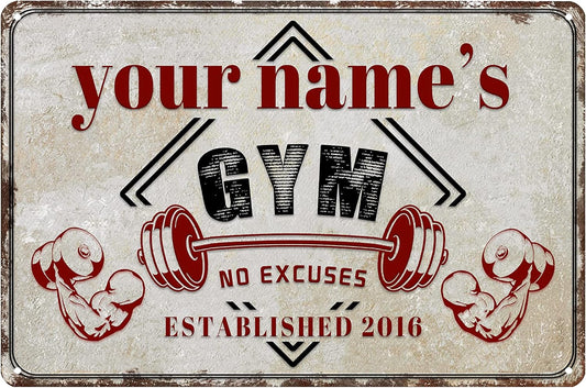 Custom Gym Sign Wall Art Decor Personalized Name Aluminum Metal Sign Retro Workout Room Fitness Center Tin Sign