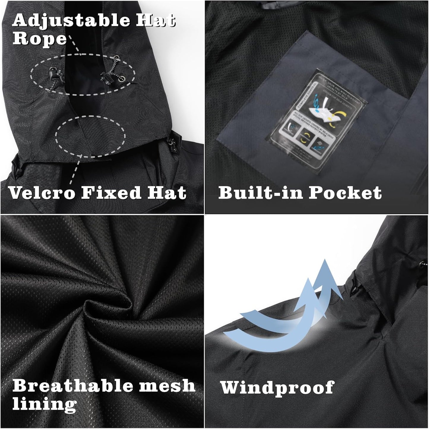 GIISAM Rain Jacket for Men, Mens Waterproof Raincoat Lightweight Rain Jackets Outdoor Rain Coat Windbreaker with Hood