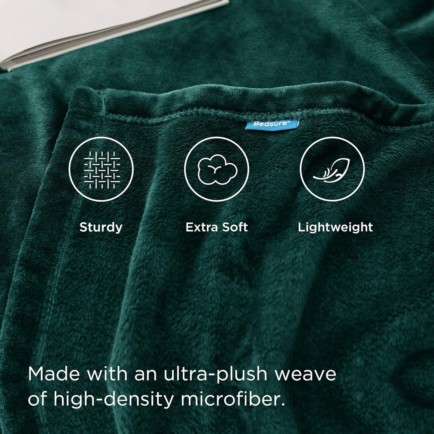 Bedsure Fleece Blankets Queen Size Emerald Green - Bed Blanket Soft Lightweight Plush Fuzzy Cozy Luxury Microfiber, 90x90 inches