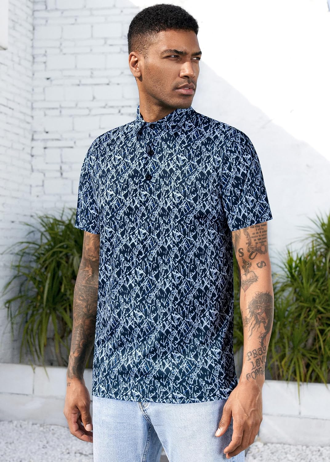 TAPULCO Mens Quick Dry Polo Shirts Camouflage Pattern Performance Athletic Lightweight Breathable Casual Golf Tshirts