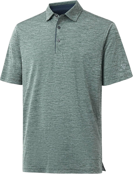 M MAELREG Golf Shirts for Men Short Sleeve Dry Fit Casual Striped Performance Moisture Wicking Collared Mens Polo Shirts