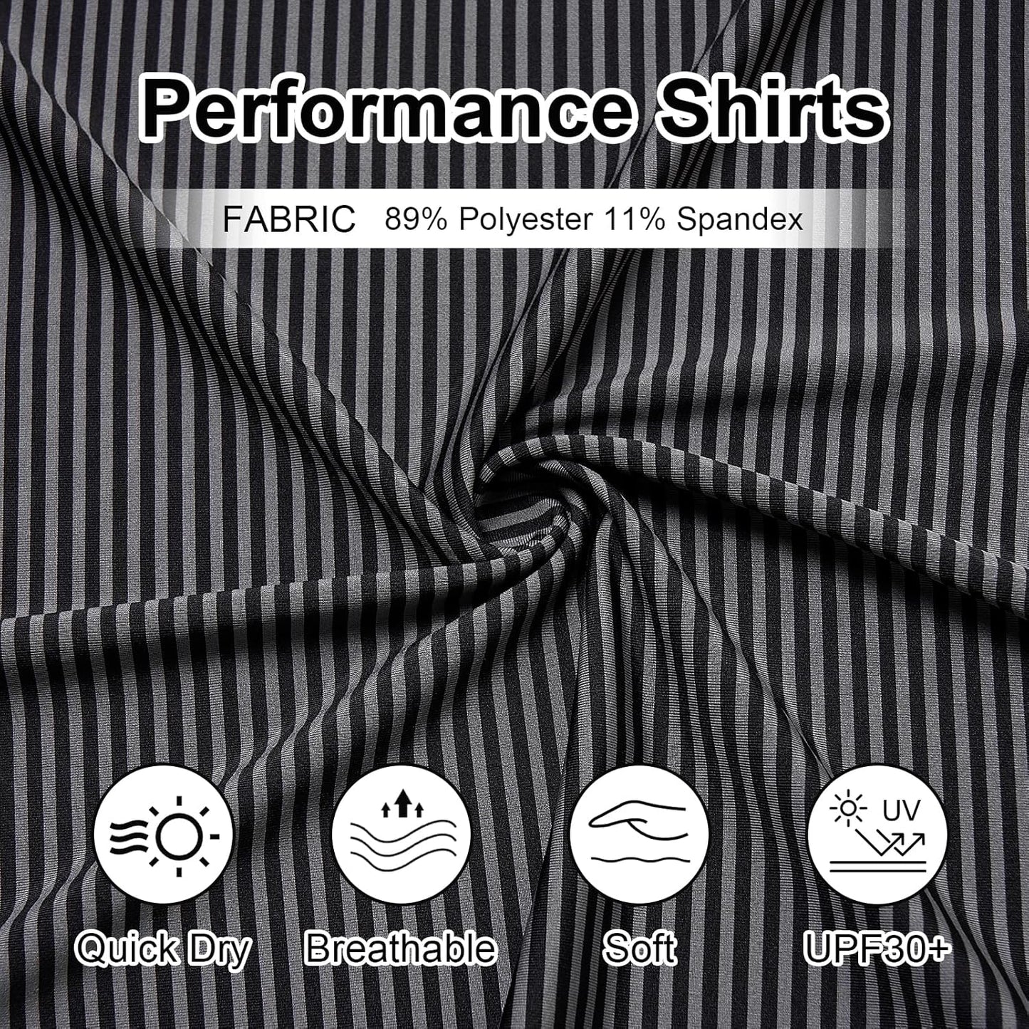 Golf Shirts for Men - Moisture Wicking Short Sleeve Performance Sport Casual Striped Collared Mens Polo Shirt
