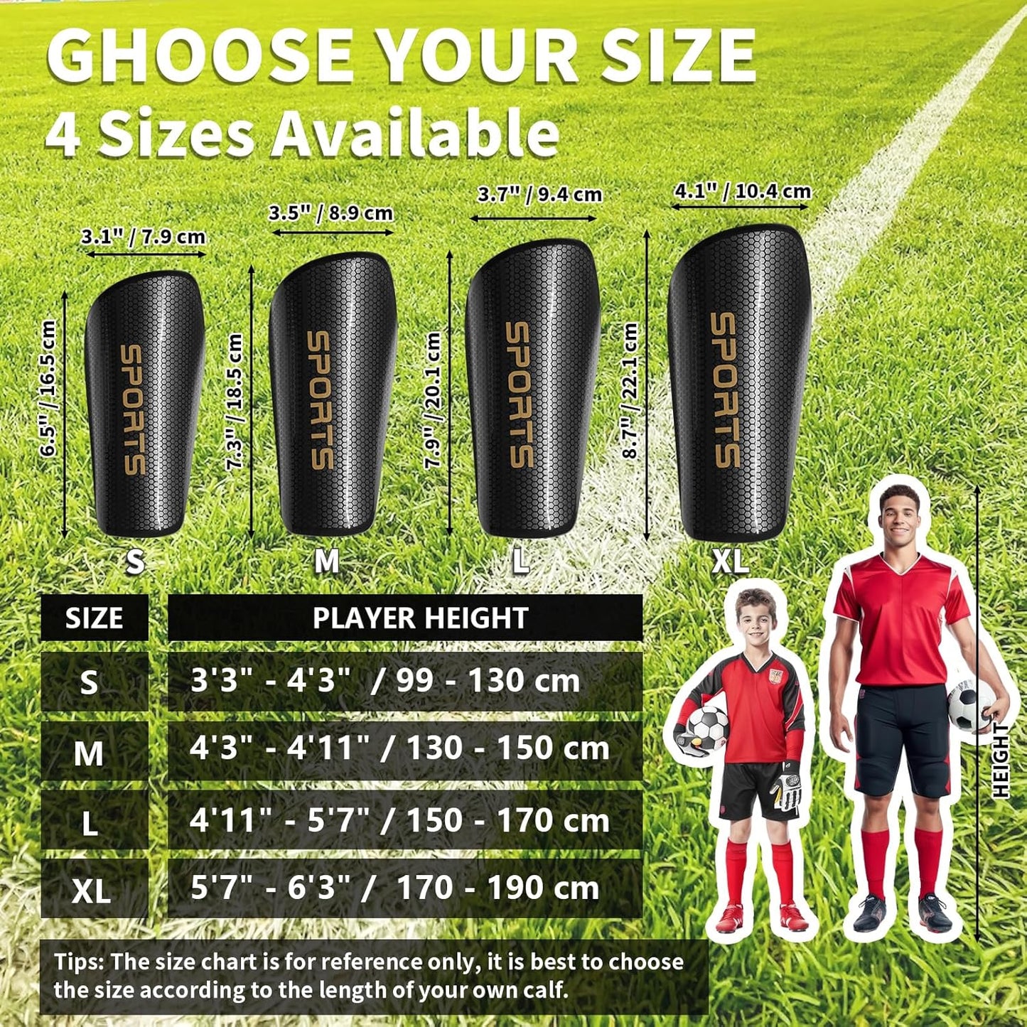 Soccer Shin Guards for Kids Youth Adults - Shin Pads and Sleeves with Optimized Insert Pocket for Boys Girls Men Women for Football Games - Protective Soccer Equipment