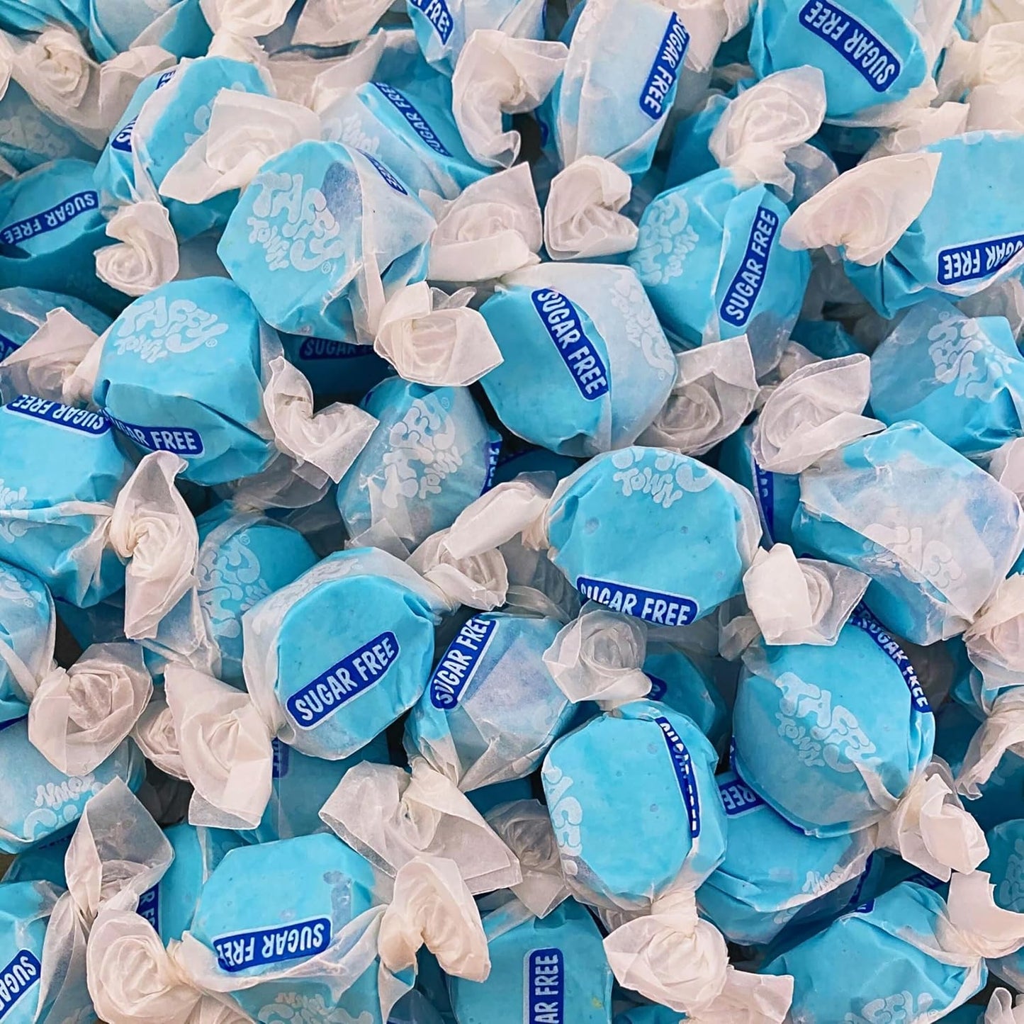 Sugar Free Blue Raspberry Salt Water Taffy - 1lb (16oz) Bulk Bag Individually Wrapped Soft, Chewy, Nut Free, Gluten Free, Diabetic & Keto Friendly Gourmet Candy For Taffy Lovers