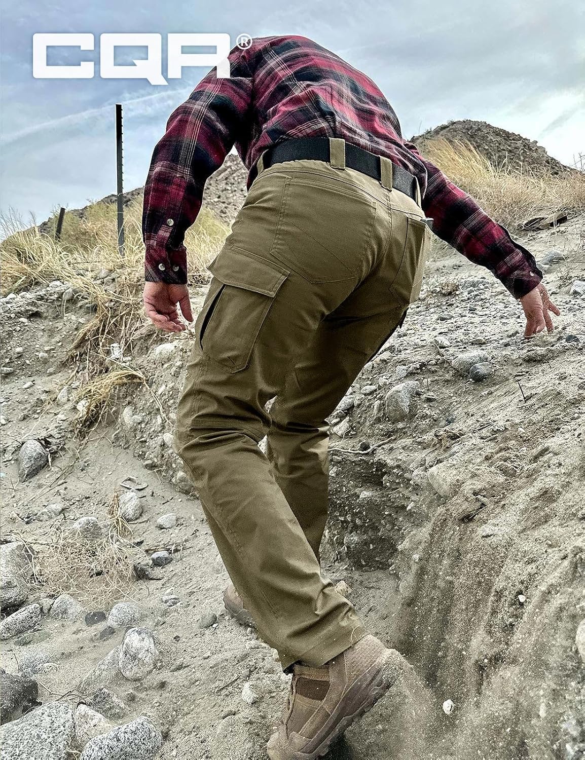 CQR Women's Flex Stretch Tactical Pants, Water Resistant Ripstop Cargo Work Pants with Pockets for Outdoor & Hiking