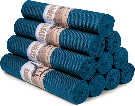 Elevate Yoga Mats, 10 Pack, 72" Long x 24" Wide, 4 mm Thick, Non-Slip and Easy to Clean Gym Mats for Schools and Studios