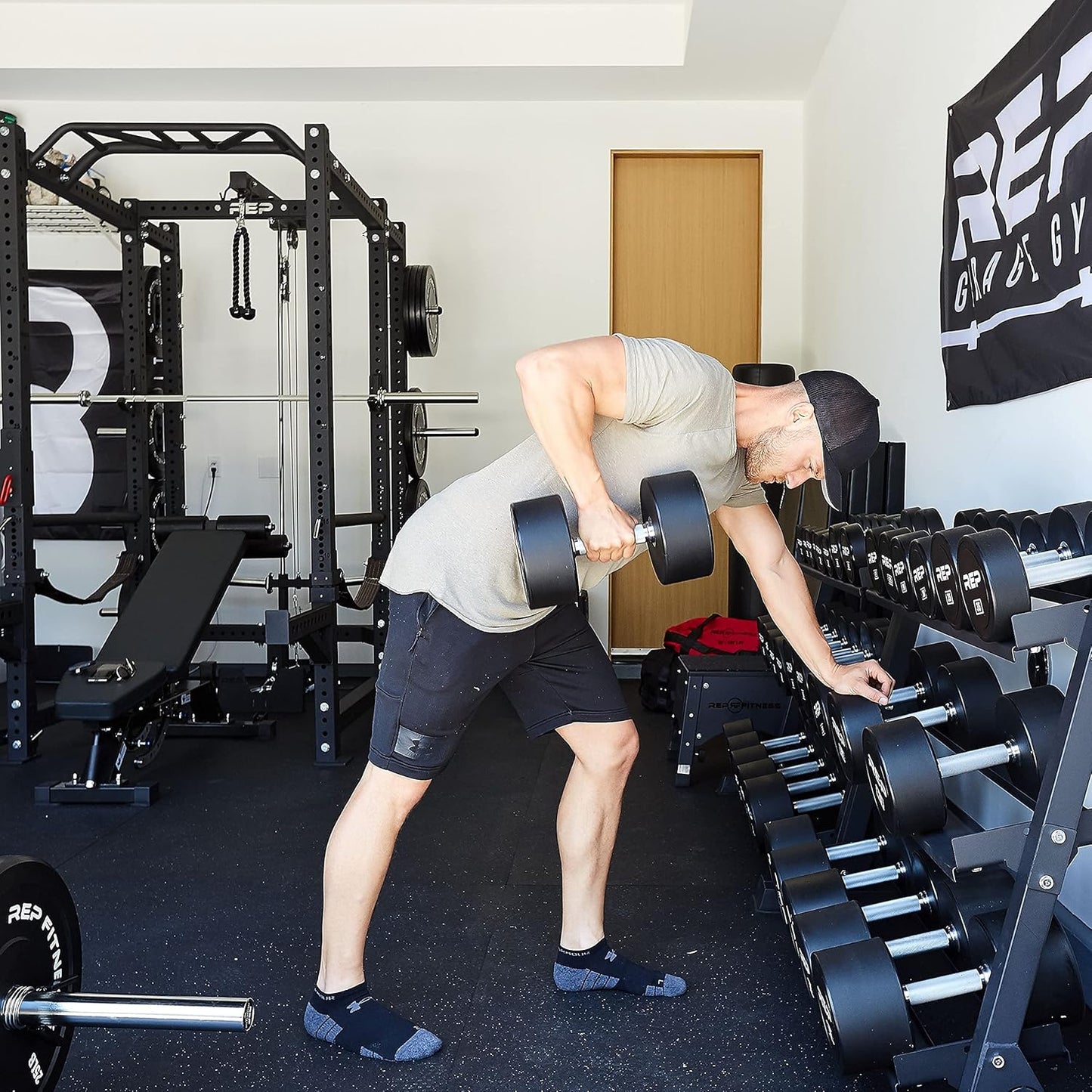 REP Fitness Urethane Coated Round Dumbbells, 5 to 100 lbs, Singles or Pairs, With or Without Rack, Steel Core, Rubber Encased, Chrome Handles, Professional Weights for Home Gym Strength Training