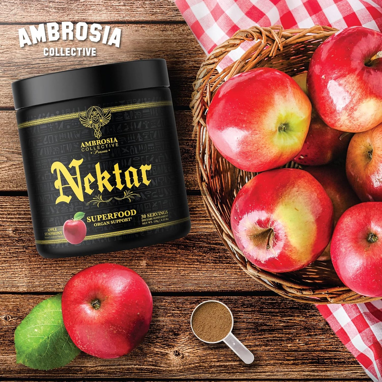 Ambrosia Nektar - Superfood Powder | Complete Health Supplement | Organ Support - Liver, Kidney Health | 30 Servings (Apple Symphony)