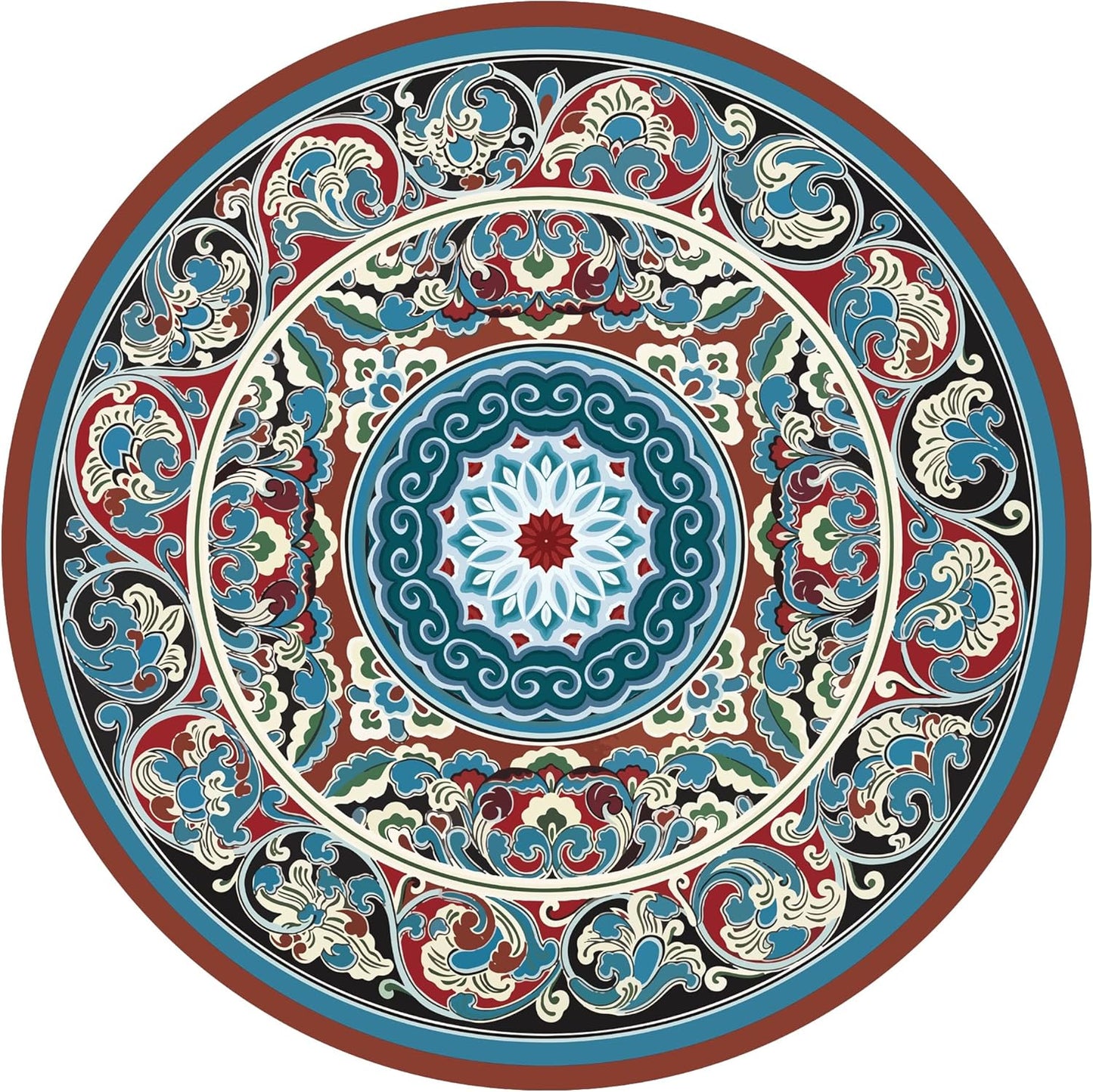 Knsbk Large Round Yoga Mat 4.6'X3.5mm for Exercise Premium Extra Thick, Ultra Comfortable, Non Slip, Meditation Mat