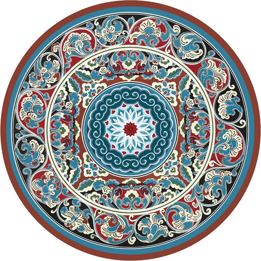 Knsbk Large Round Yoga Mat 4.6'X3.5mm for Exercise Premium Extra Thick, Ultra Comfortable, Non Slip, Meditation Mat