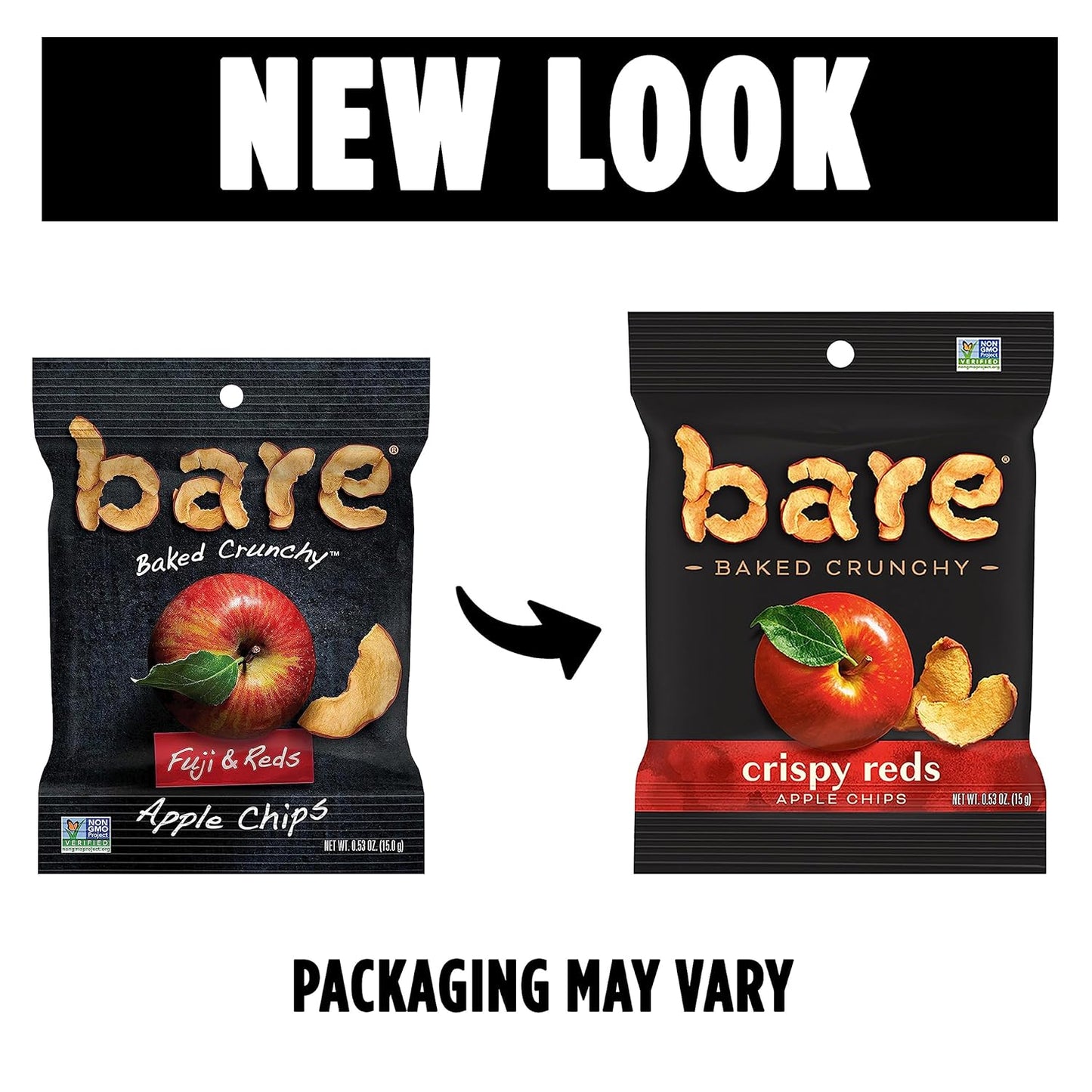 Bare Baked Crunchy, Apples Fuji & Reds, 0.53 Ounce (Pack of 16)