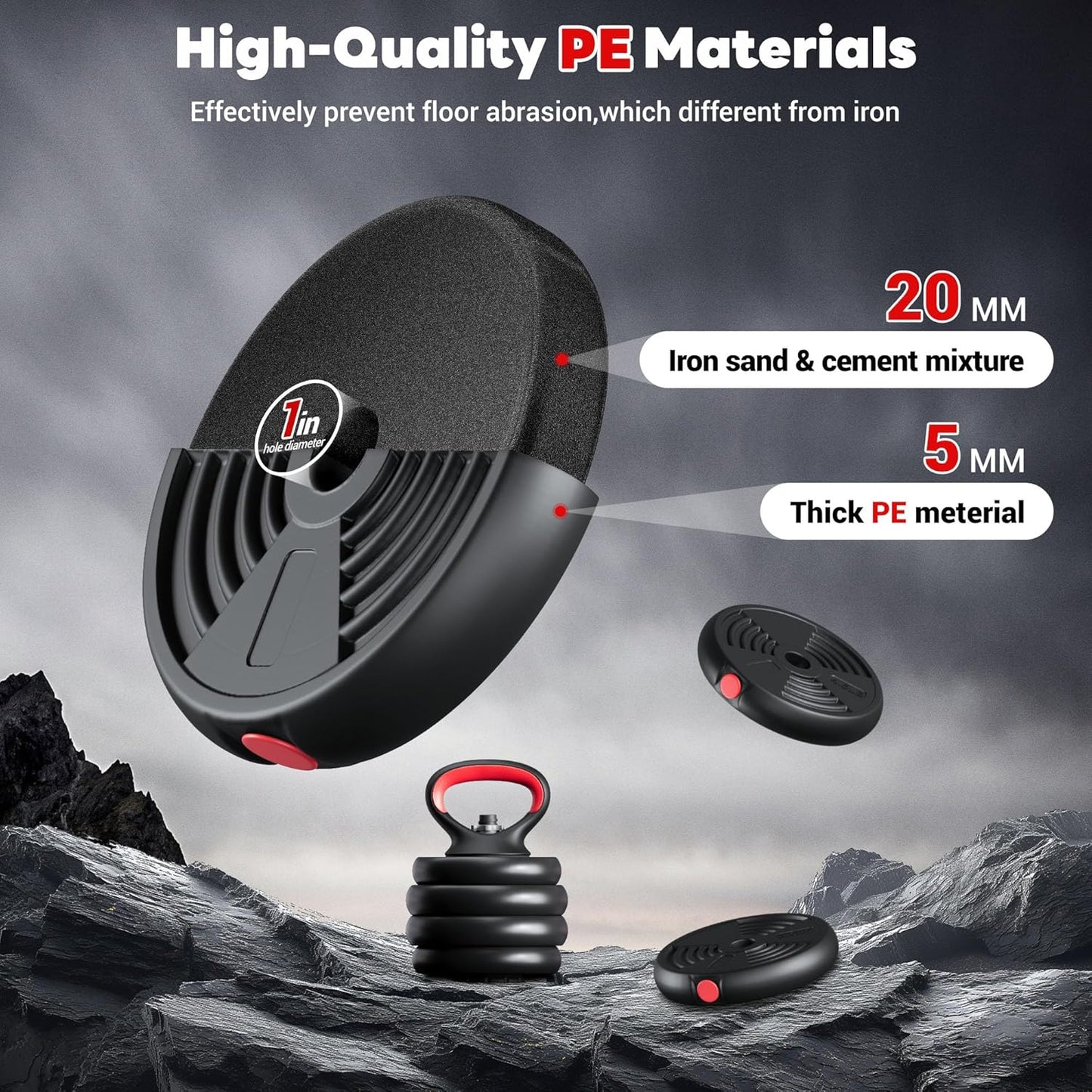 Adjustable Dumbbells, 55/77LBS Free Weight Set, 4 in 1 Dumbbell Set Used as Barbell, Kellebell, Push Up Stand, Fitness Exercise for Home Gym Suitable Men/Women