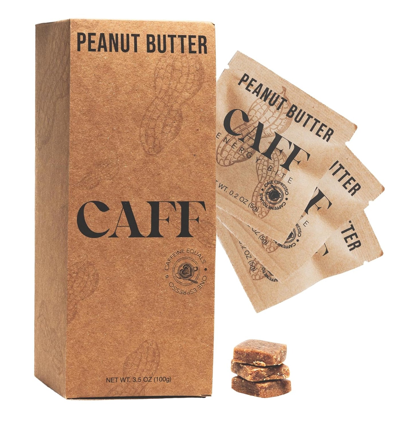 CAFF All Natural Energy Bites - Caffeinated Peanut Butter Bite for Energy Boost - 65mg Caffeine Peanut Butter Bars – 20 Calorie Organic Caffeine Snacks - Gluten-Free, Keto (20 Bites)